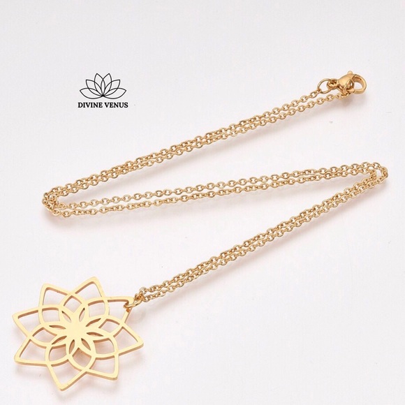 Lotus Necklace | Gold Plated Stainless Steel - Picture 2 of 5